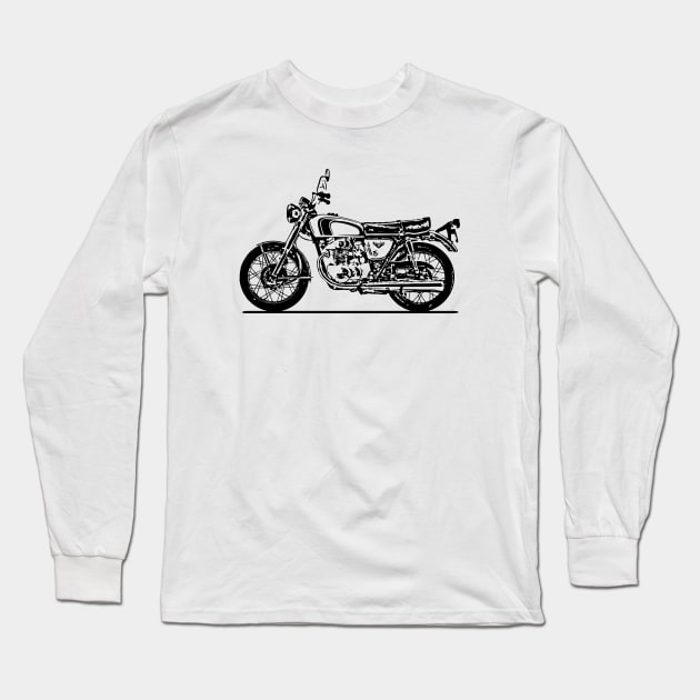 CB250 Super Sport Bike Sketch Art Long Sleeve T-Shirt by DemangDesign